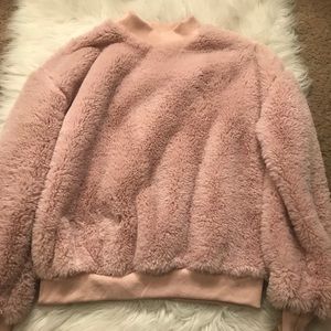 Pink faux fur sweater